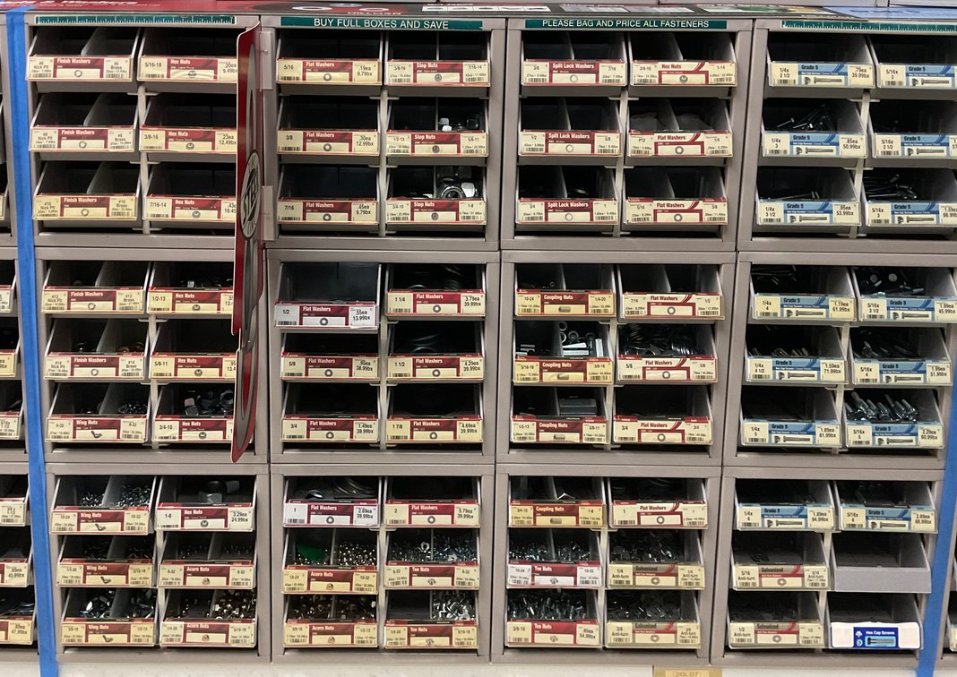 Hillman Fastener Organizer Racks with Hardware Contents