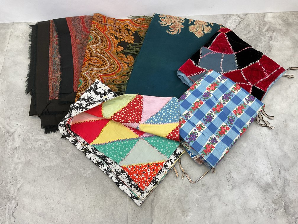 Fringed Paisley Shawls and Patchwork Quilt Panels