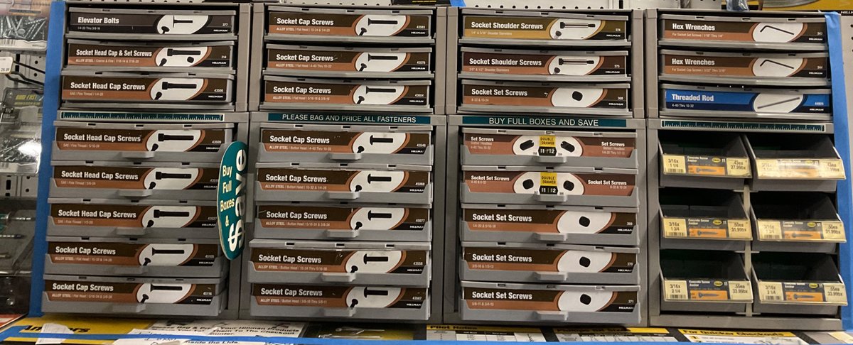 Hillman Fastener Organizers with Cap Screws, Set Screws, and Anchors