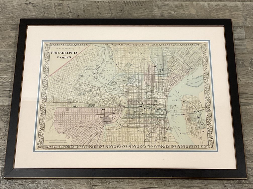 Framed Map of Philadelphia and Camden