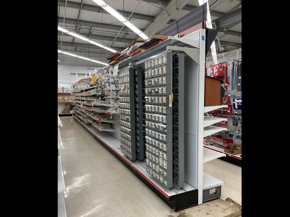Lozier Double-Sided Gondola Store Shelving