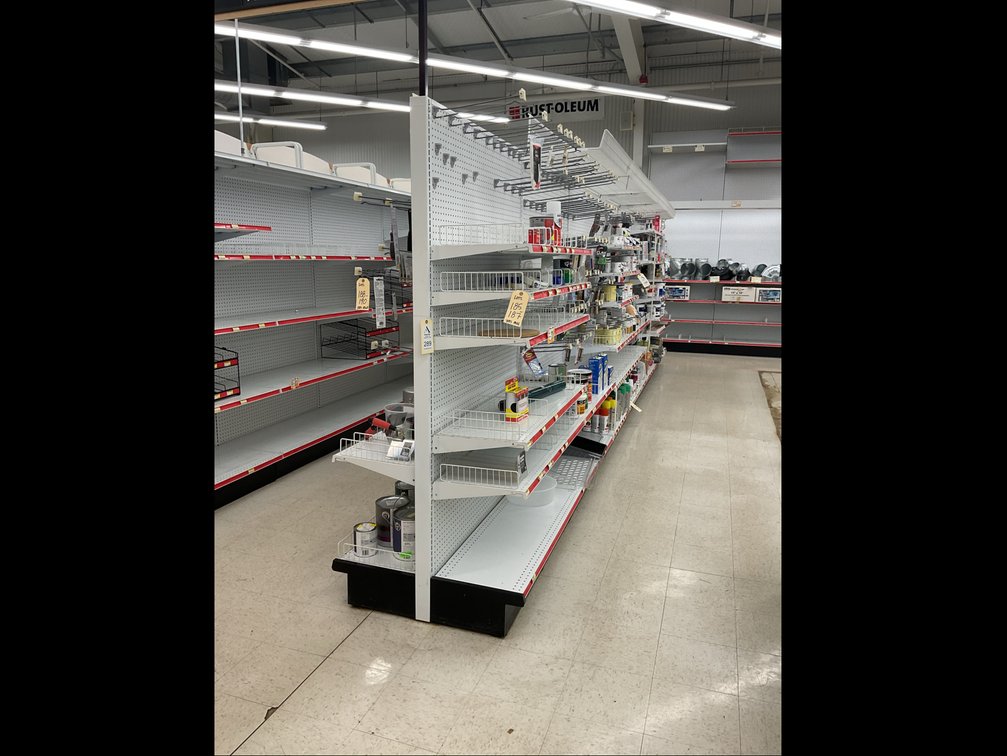White Metal Double-Sided Retail Gondola Shelving Run