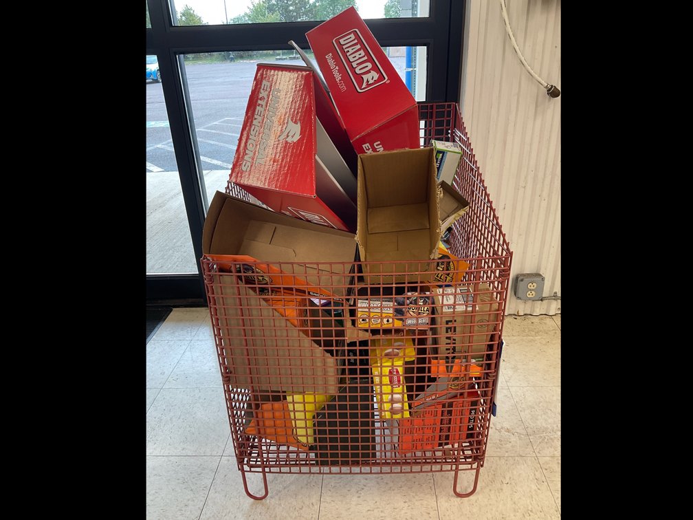 Red Metal Wire Dump Bin
