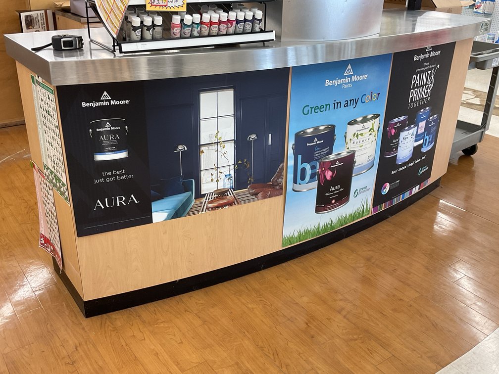 Curved Retail Service Counter with Stainless Steel Top