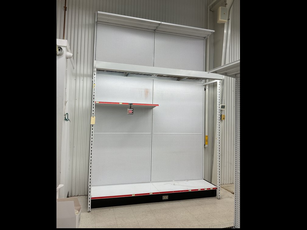 White Metal Retail Pegboard Store Shelving Unit