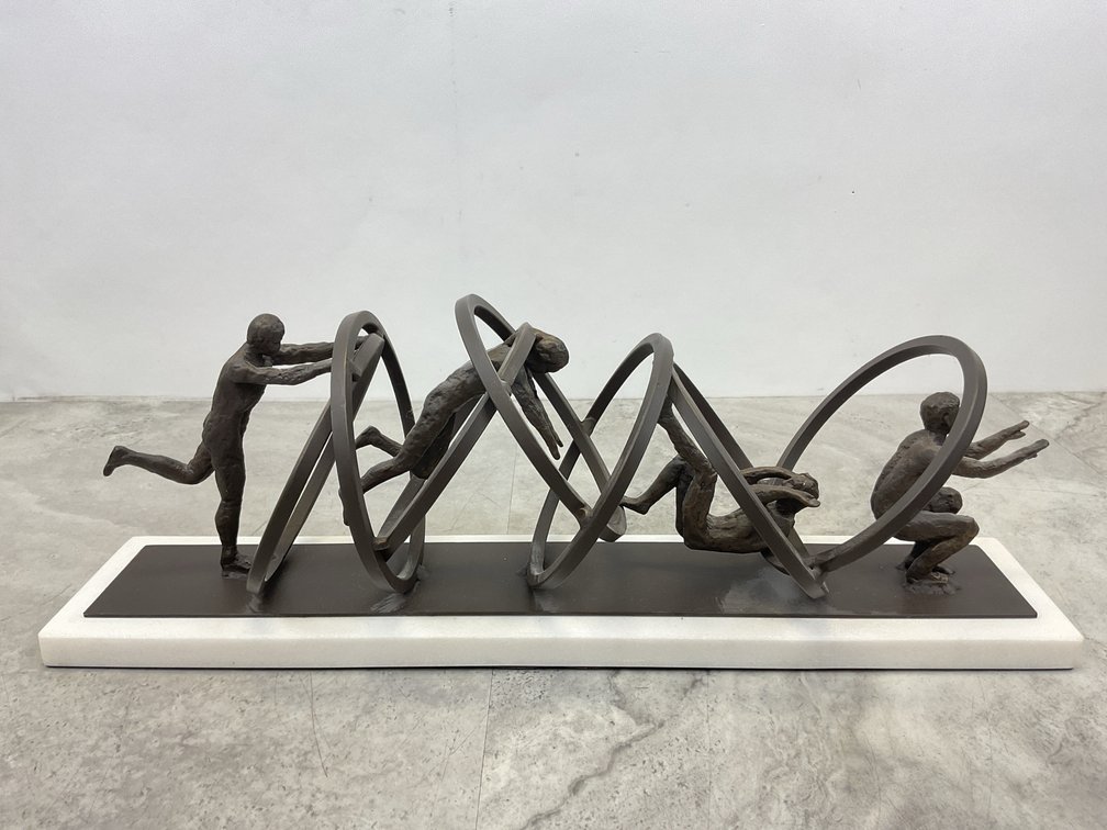 Wrought Metal Tumbling Figures Sculpture
