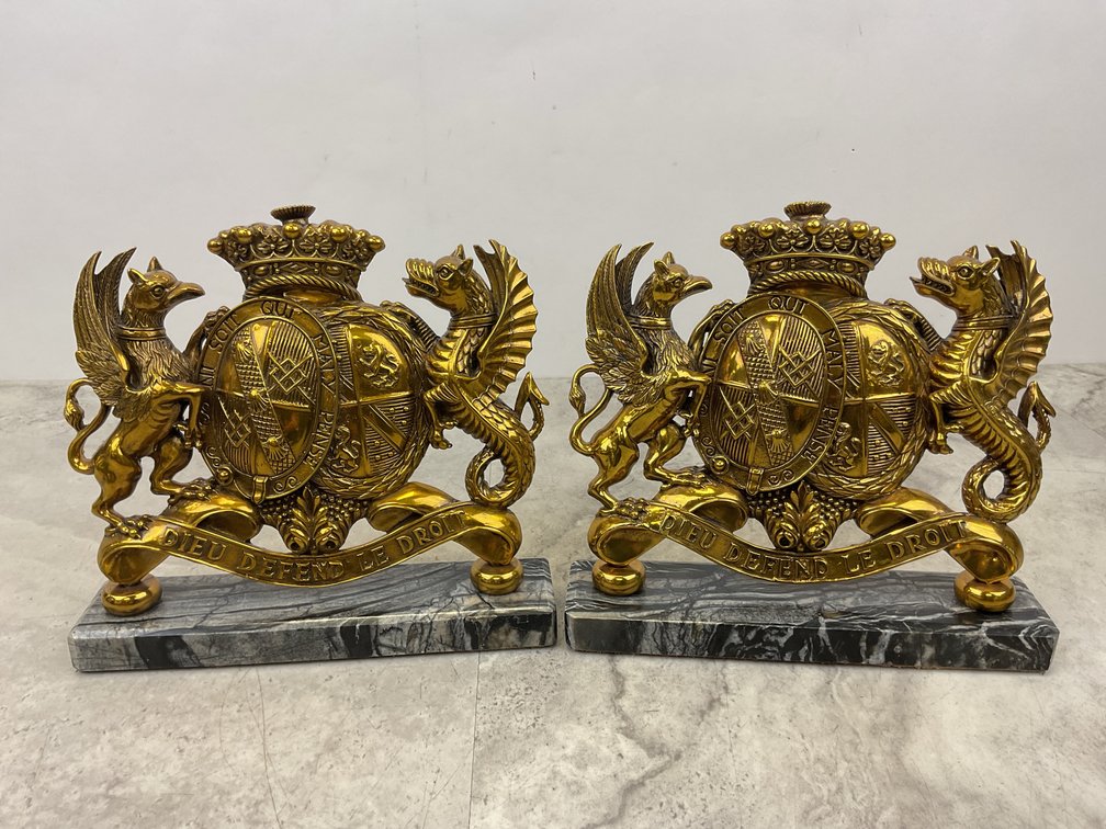 Brass Armorial Bookends
