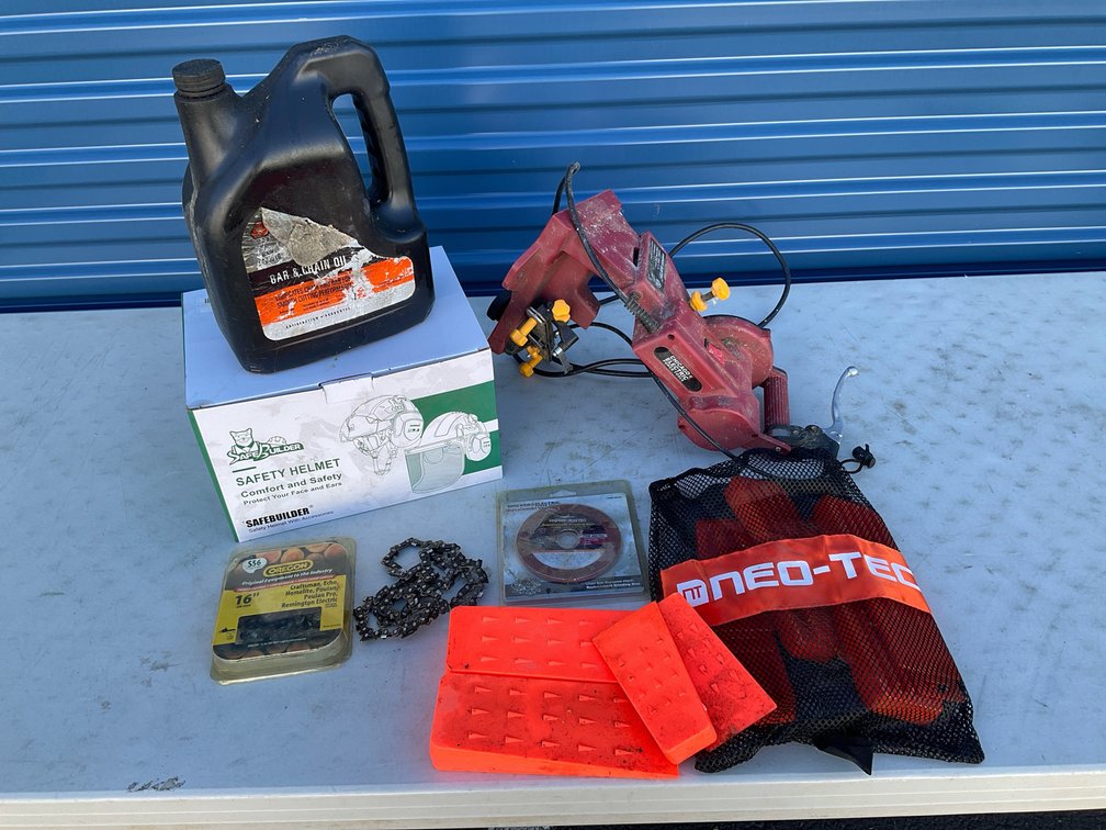 Chainsaw Sharpener, Safety Helmet, and Chainsaw Accessories