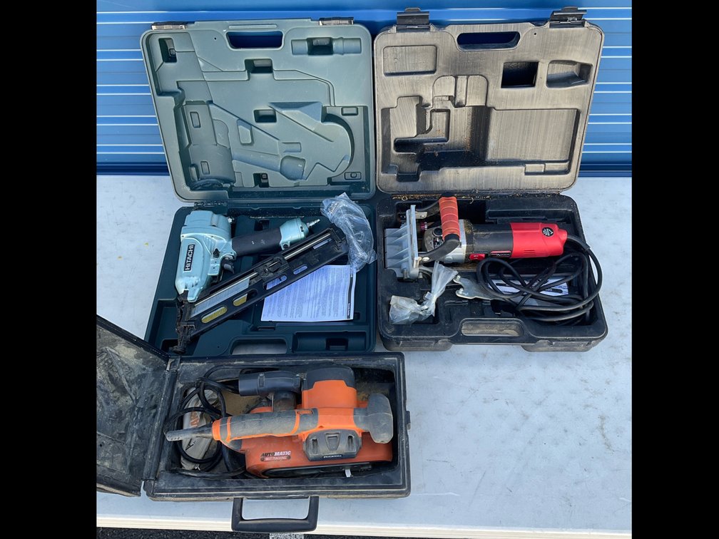 Pneumatic Finish Nailer, Biscuit Joiner, and Belt Sander