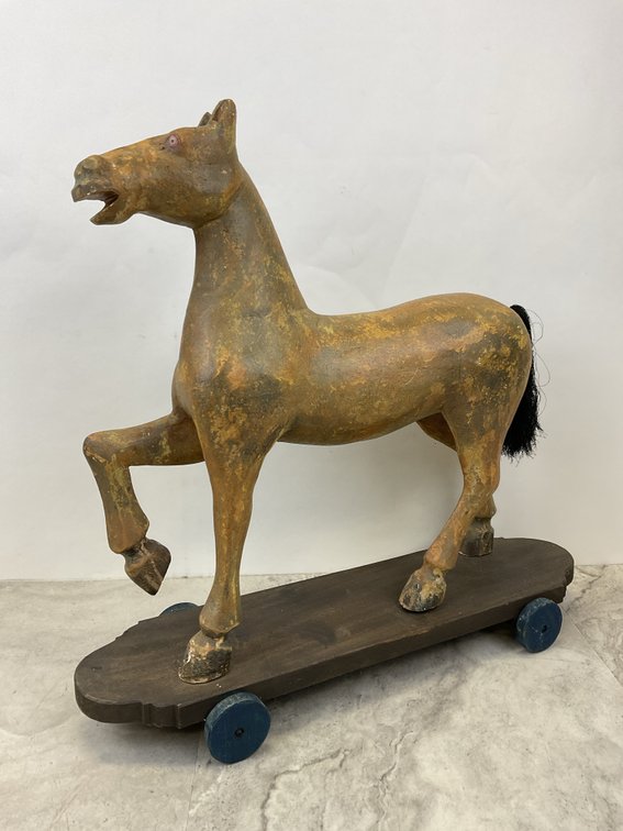Carved Wooden Horse Pull Toy