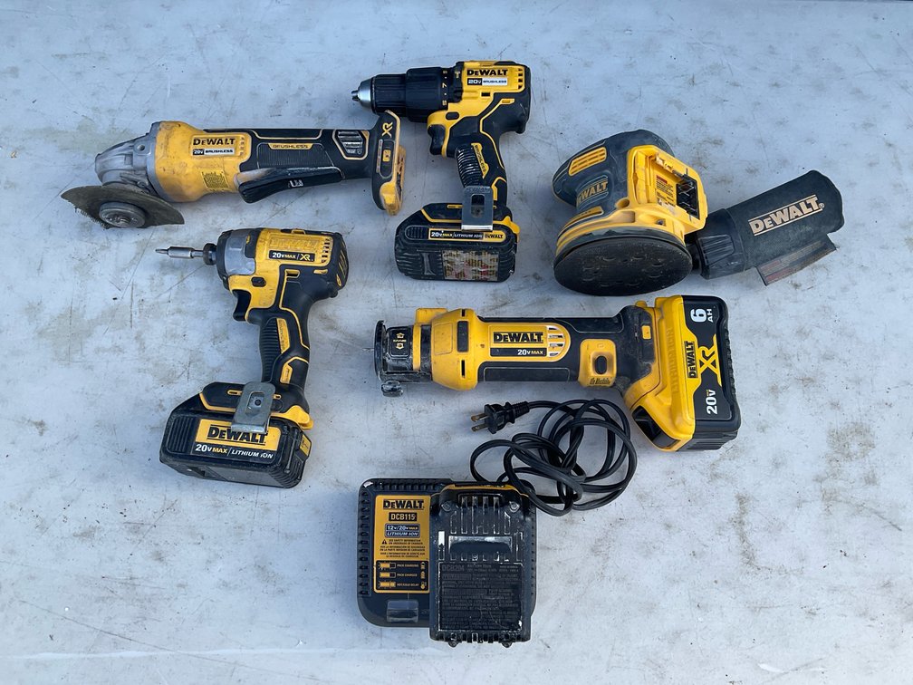 DeWalt 20V Max Cordless Power Tools, Charger, and Batteries