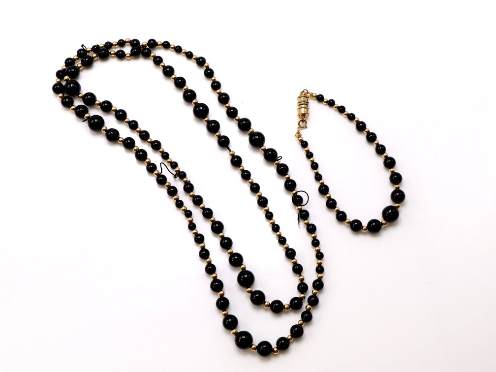 14k YG & Onyx Set