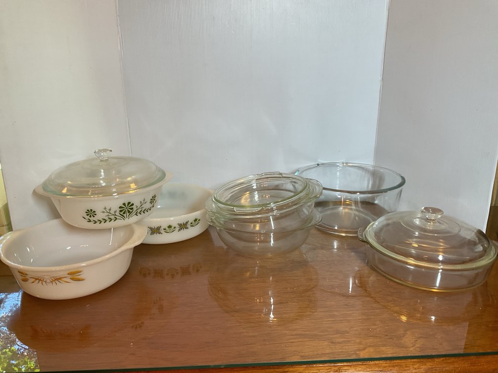 Glass and Milk Glass Baking Dishes
