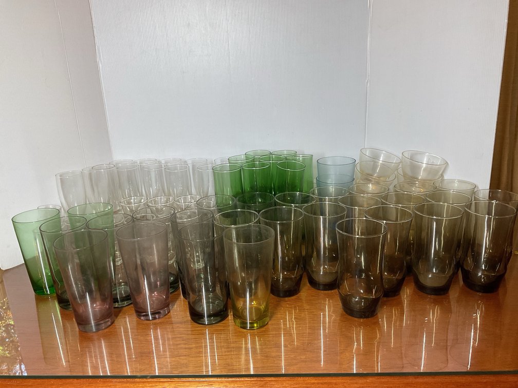 Colored and Clear Glass Drinking Glasses and Tumblers
