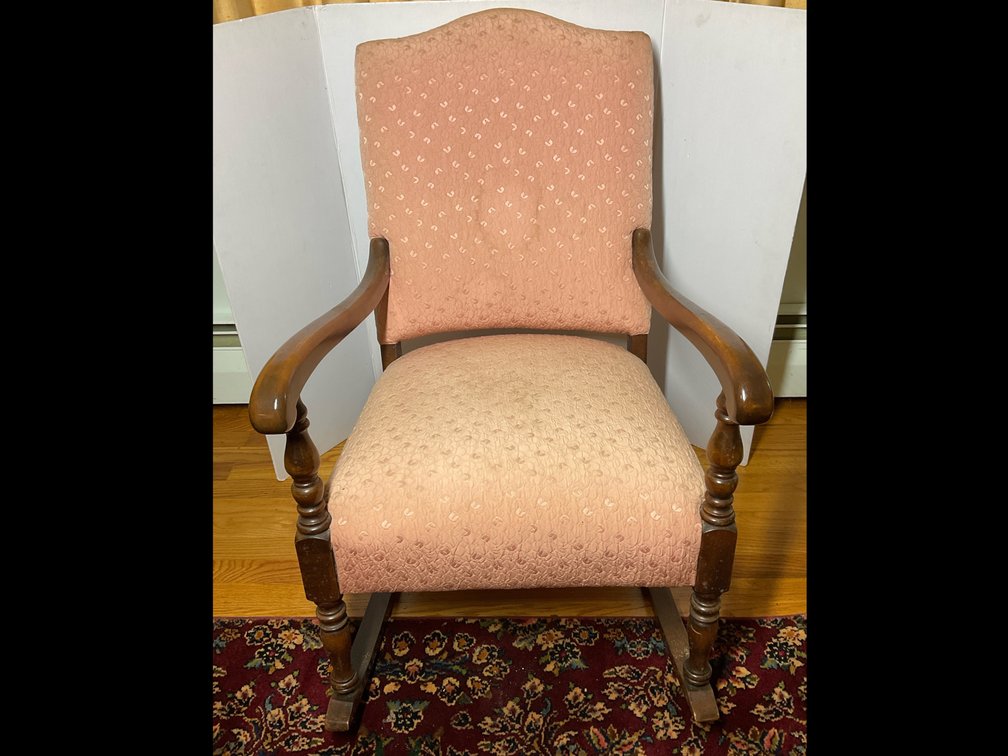 Wooden Rocking Chair with Upholstered Seat and Backrest