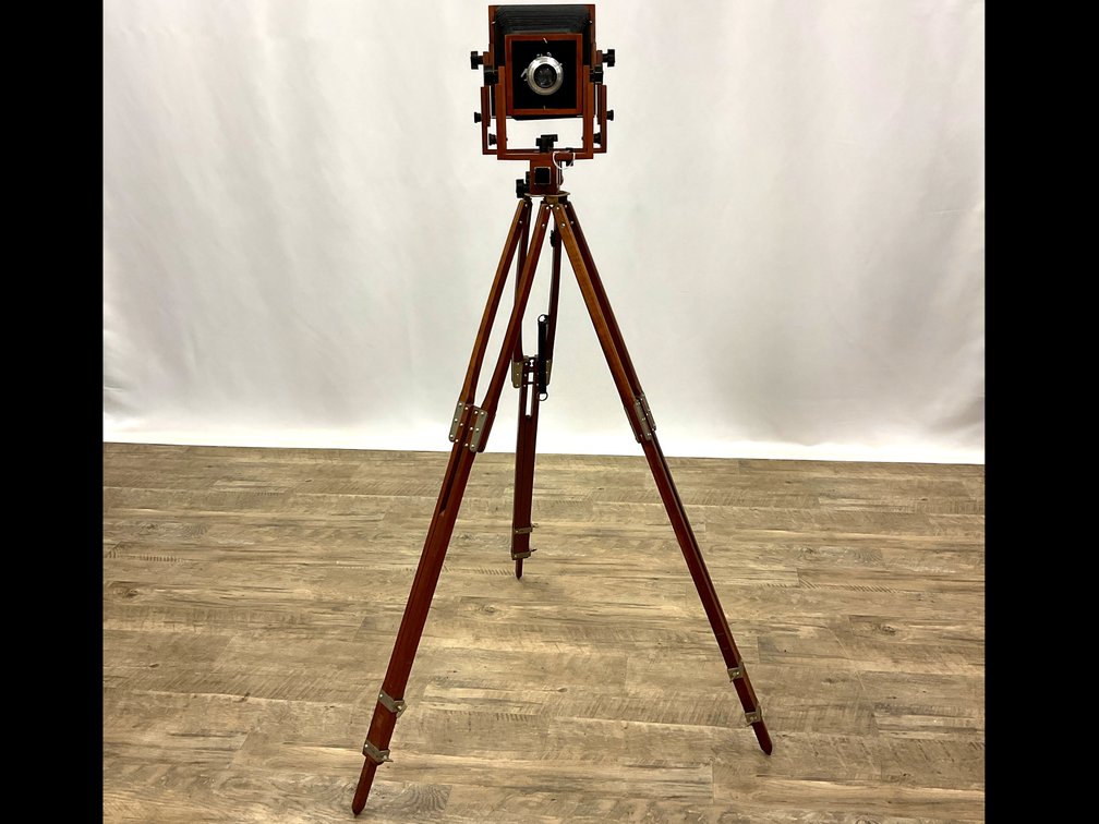 View Camera with Steinheil München Lens and Tripod