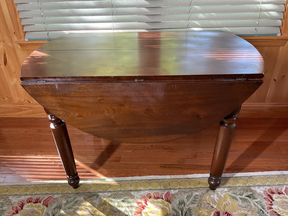 Wooden Drop-Leaf Table with Turned Legs