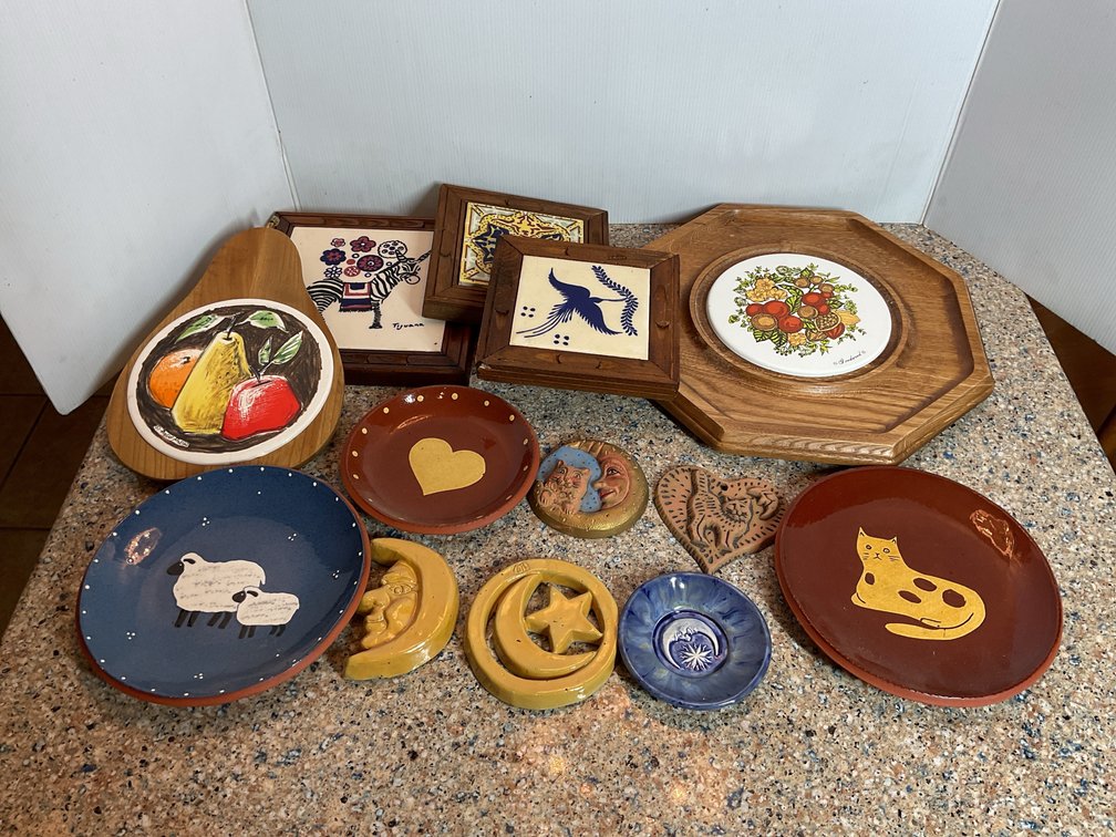 Tiles, Trivets, Redware Plates, and Plaques