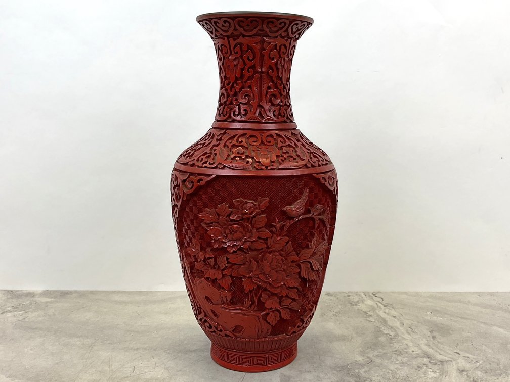 Red Cinnabar Baluster Vase