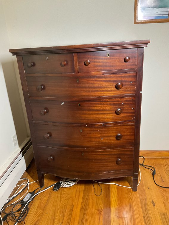 Bow-Front Wooden Chest of Drawers
