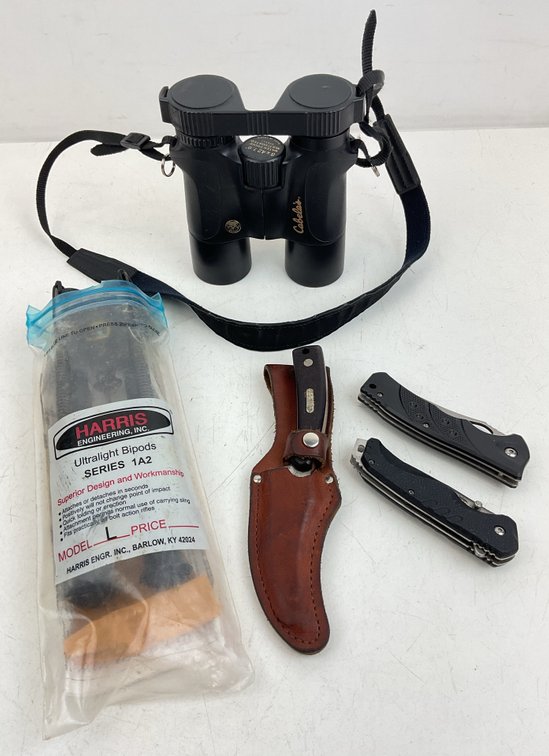 Outdoor and Hunting Gear: Binoculars, Bipod, and Knives