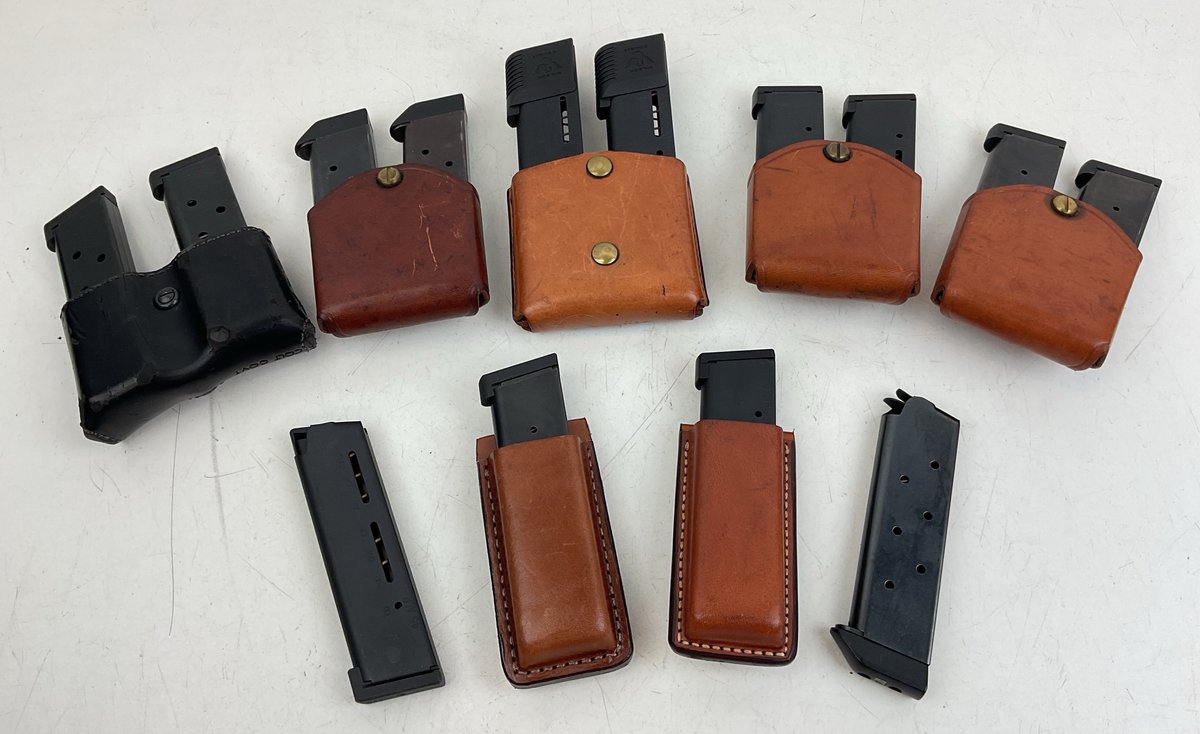 .45 ACP Pistol Magazines and Leather Pouches