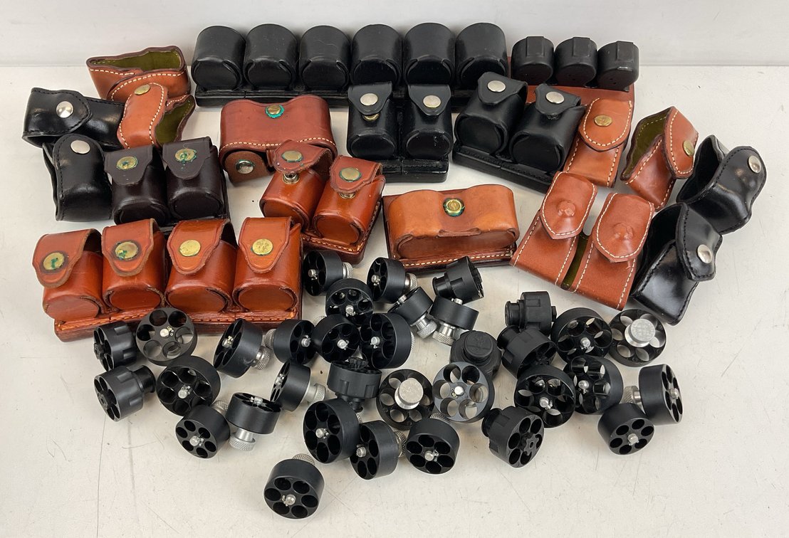 Revolver Speedloaders and Leather Speedloader Pouches