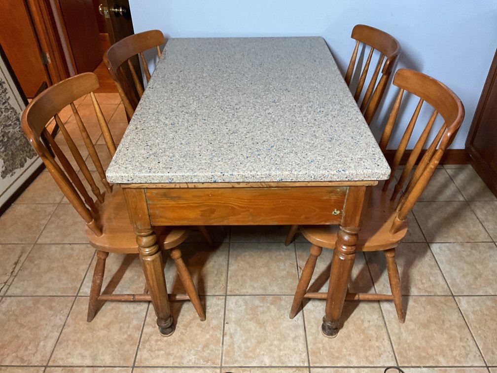 Stone Top Table with 4 Chairs