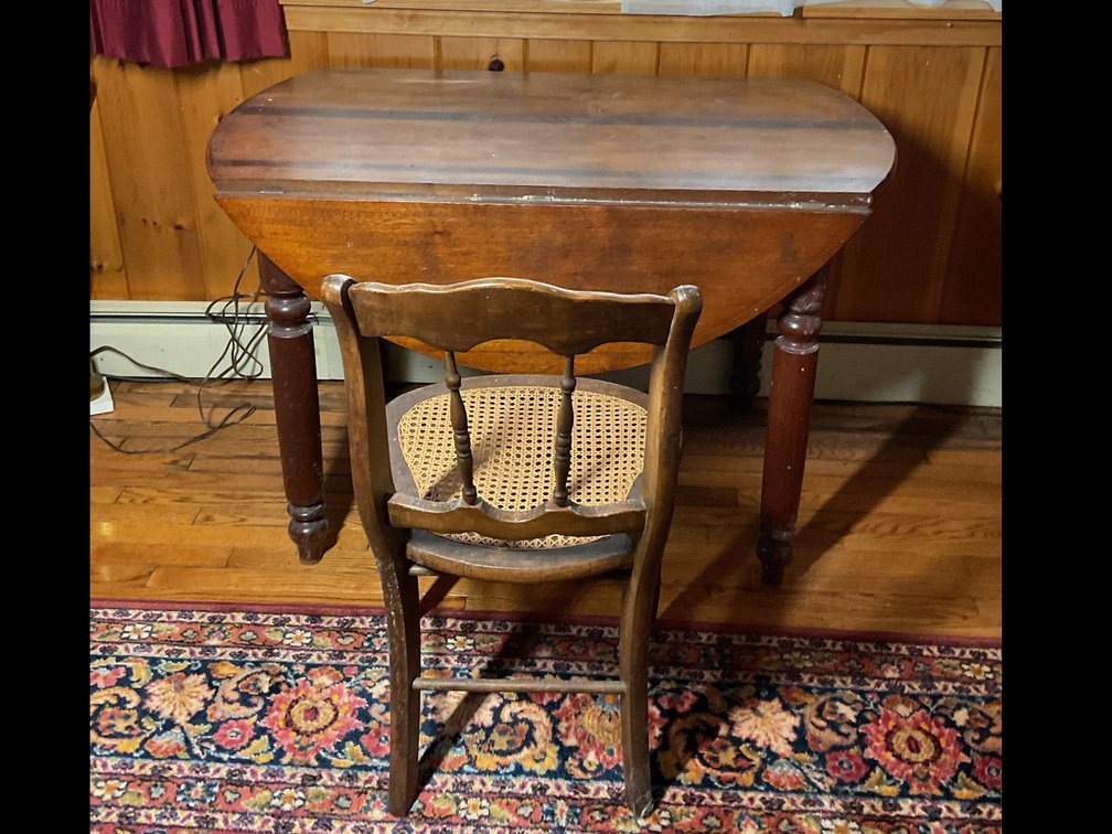 Drop Leaf Table and Cane Seat Chair