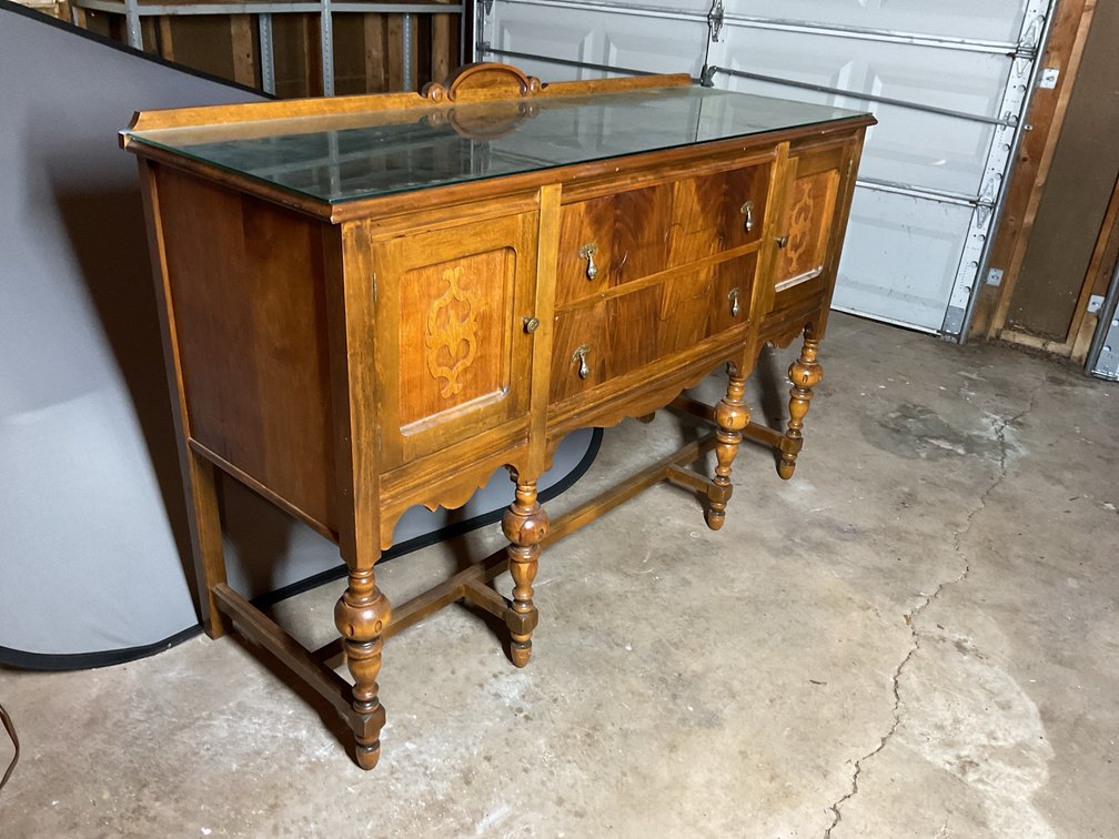 Wooden Buffet with Glass Top