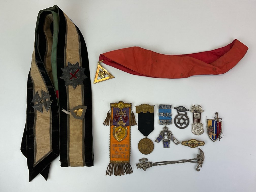 Fraternal Regalia Sashes, Medals, Ribbons, and Badges