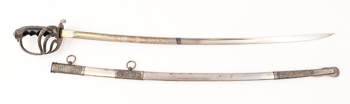 Etched U.S. Eagle-Head Saber with Scabbard