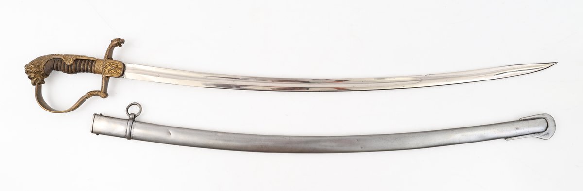 Curved Saber with Lion-Head Pommel and Scabbard