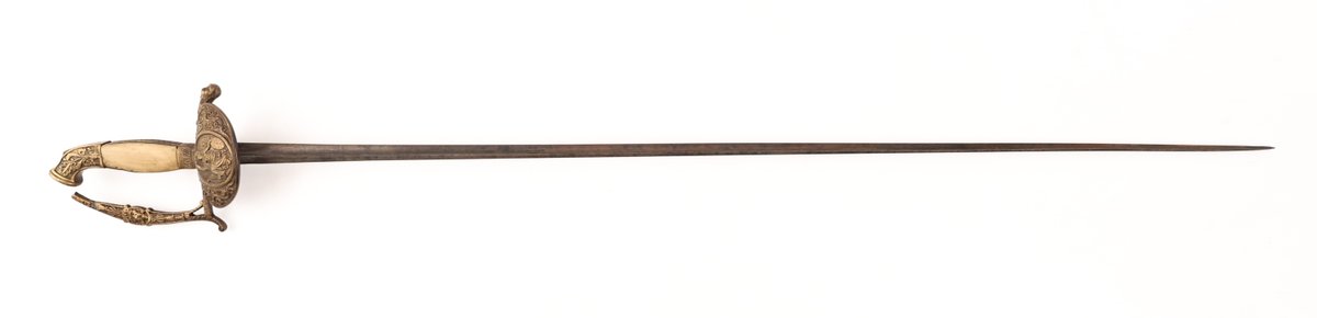 Smallsword with Relief-Decorated Brass Hilt