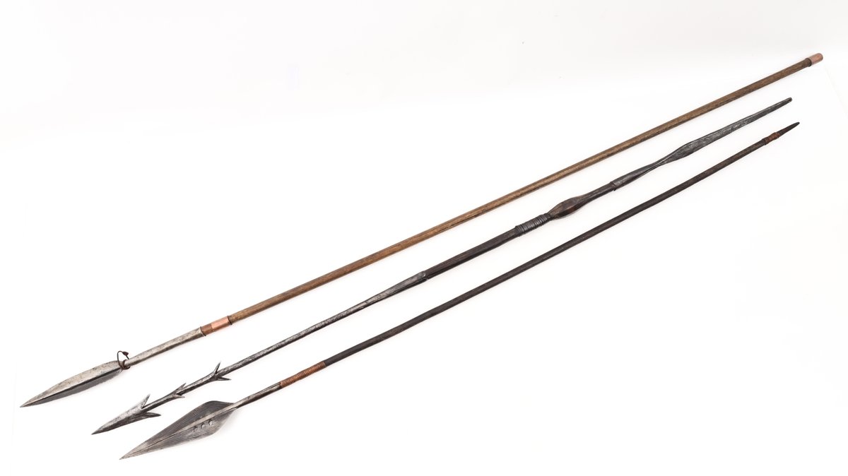Ethnographic Forged Iron and Wood Spears