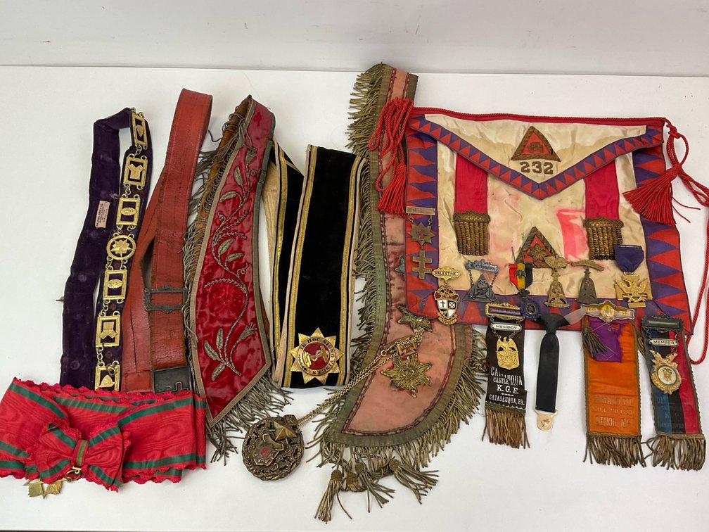 Masonic and Fraternal Regalia Apron, Sashes, and Medals