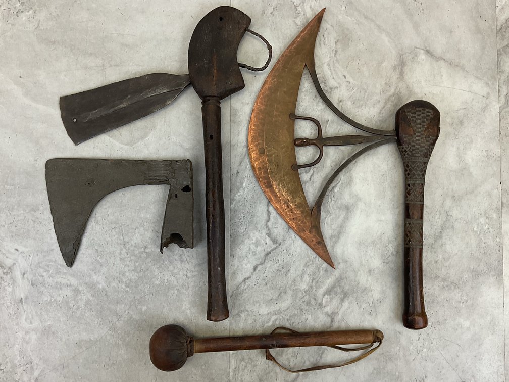 Ethnographic Axes, Axe Head, and Wooden Club