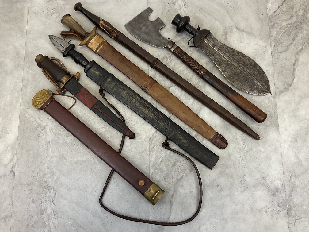 African Swords, Daggers, Axe, and Scabbards