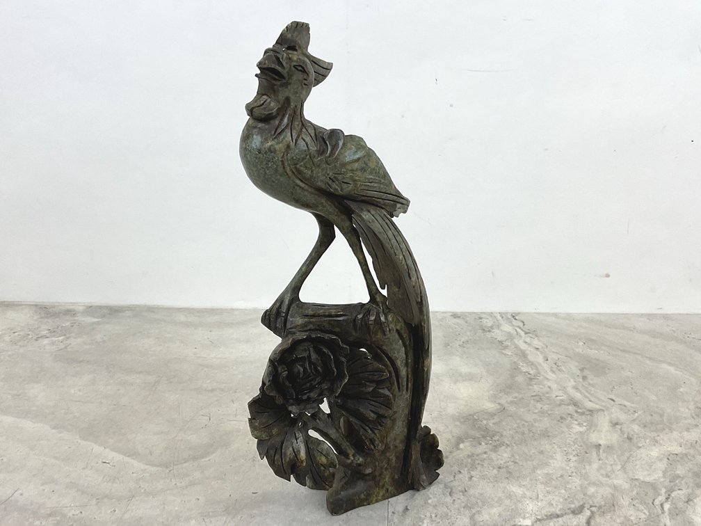 Stone Crested Bird Sculpture