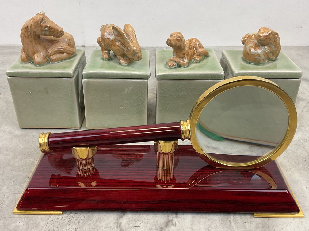 Celadon Boxes & Magnifying Glass