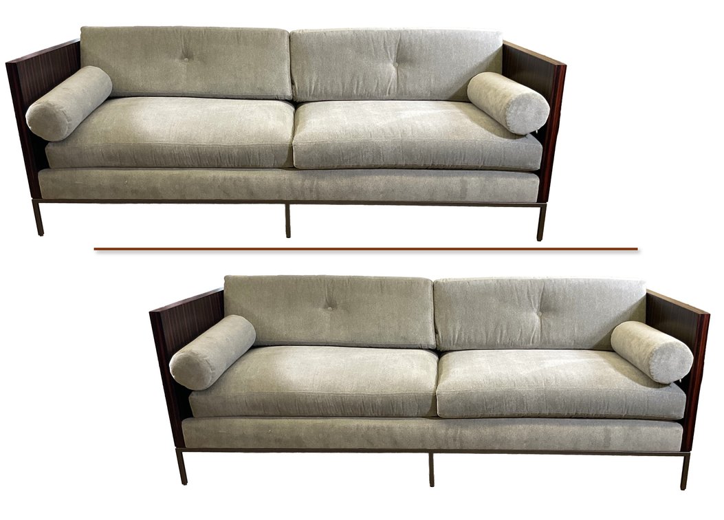 Pair of Daybed Sofas with Wood Veneer Surround
