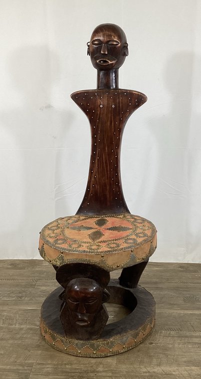 Carved Figural High-Back Chair