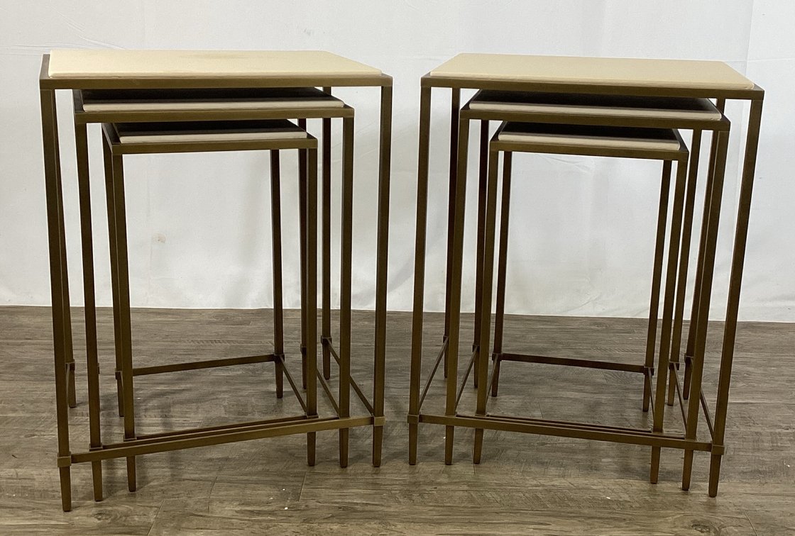 Two Sets of Brass Nesting Tables