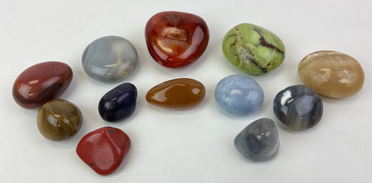 Polished Agate, Olive Opal, and Calcite Stones