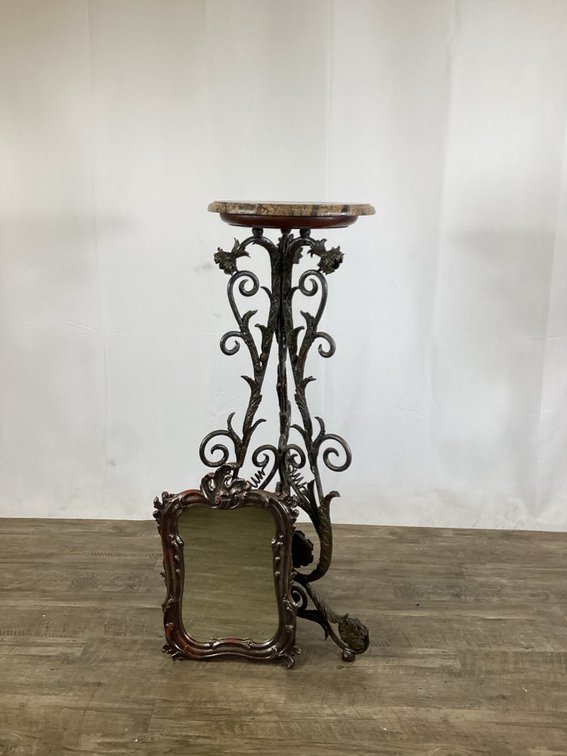 Ornate Pedestal/Table & Complementing Mirror