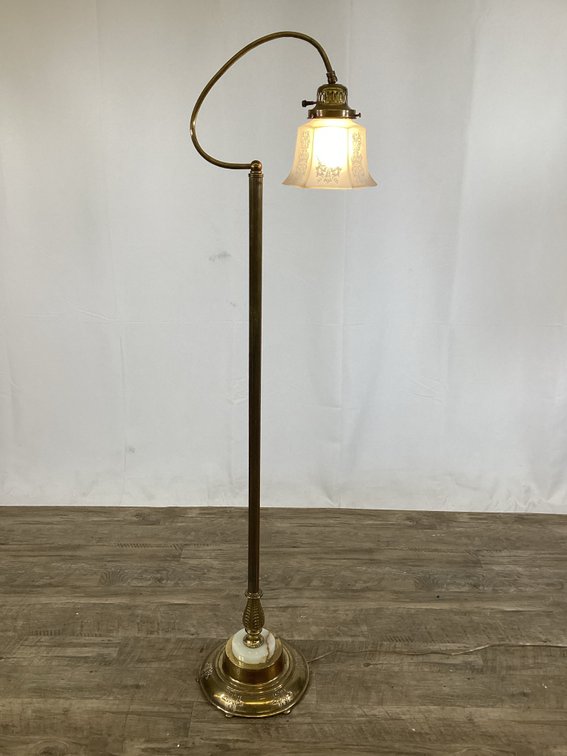 Floor Lamp with Etched Glass Shade