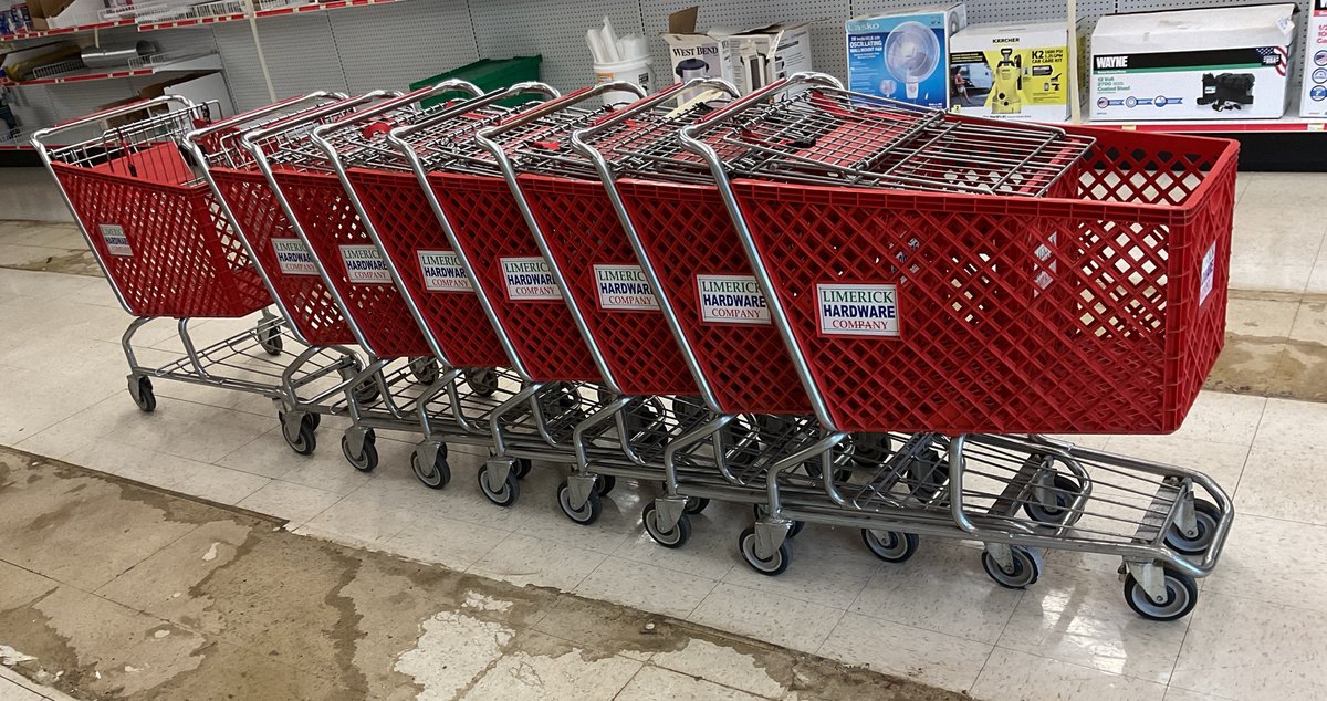 Red Plastic and Metal Shopping Carts