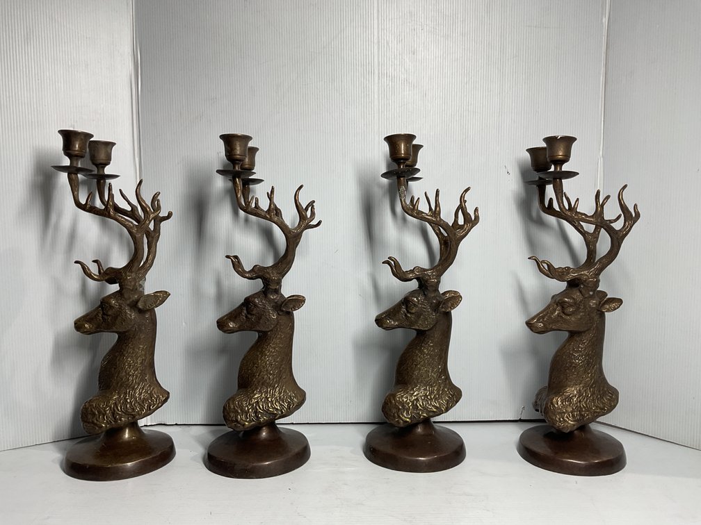 Cast Metal Deer Candleholders