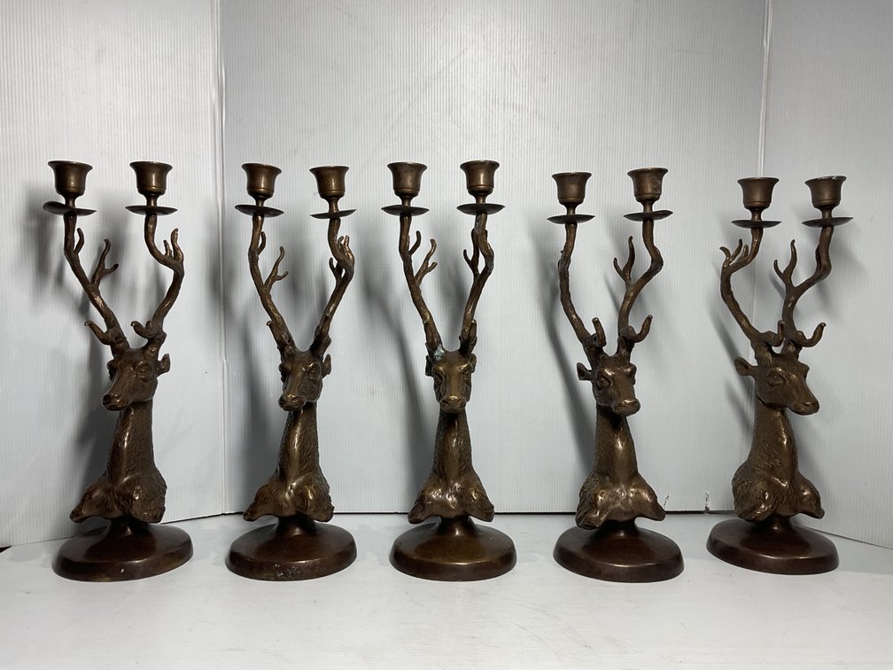 Cast Metal Deer Candleholders