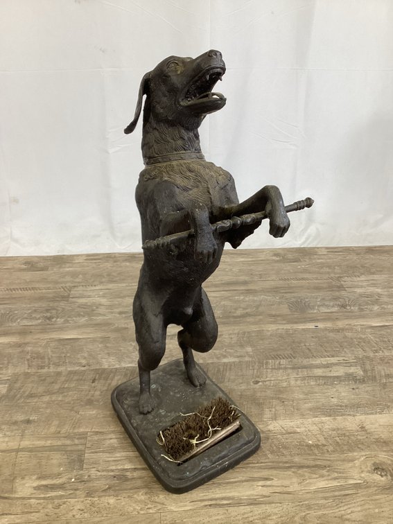 Maitland-Smith Cast Metal Dog Boot Scraper and Brush Stand